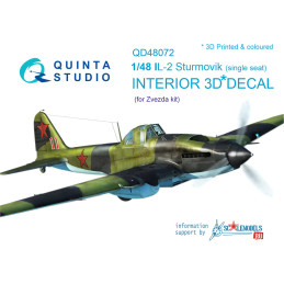 Il-2 Single seat Interior 3D Decal QD48072 Quinta Studio 1:48