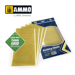 Masking Sheets 1mm GRID. x5 SHEETS. 290x145mm (Adhesive) 8045 AMMO by Mig