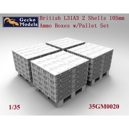 British L31A3 2 shells 105mm ammo boxes w/Pallet Set 35GM0020 Gecko Models 1:35