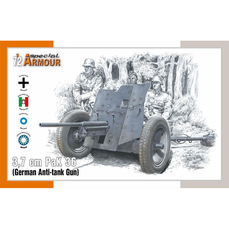 3,7cm PaK 36 German Anti-Tank Gun SA72024 Special Armour 1:72