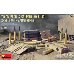 7.5cm PzGr. & Gr. KwK 40 Shells w/ Ammo Boxes 35381 MiniArt 1:35