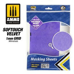 Softouch Velvet Masking Sheets 1mm Grid (x5 sheets, 290mm x 145mm, adhesive) A.MIG-8245 AMMO by Mig