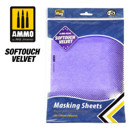 Softouch Velvet Masking Sheets (x5 sheets, 280mm x 195mm, adhesive) A.MIG-8244 AMMO by Mig