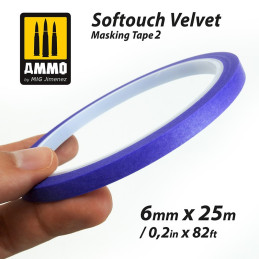 Softouch Velvet Masking Tape 2 (6mm x 25M) A.MIG-8241 AMMO by Mig