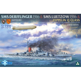 Limited Edition SMS Derfflinger 1916 + SMS Lützow 1916 + Zeppelin Q-class Waterline SP-7043 Takom 1:700