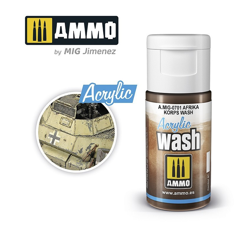 Afrika Korps Wash 0701 AMMO by Mig 15ml Acrylic Wash