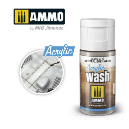 Neutral Grey Wash 0710 AMMO by Mig 15ml Acrylic Wash