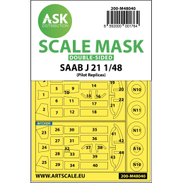 SAAB J21 double-sided painting mask for Pilot Replicas M48040 Art Scale Kit 1:48