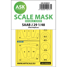 SAAB J29 B double-sided painting mask for Pilot Replicas M48041 Art Scale Kit 1:48
