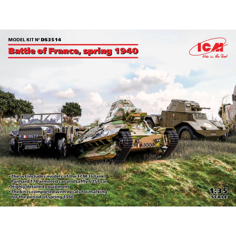1/35 Battle of France, Spring 1940 (Laffly V15T, FCM 36, Panhard 178 AMD-35)