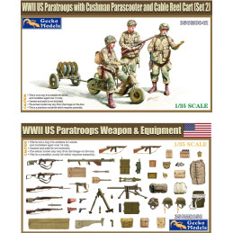WWII US Paratroops with Cushman Parascooter and cable reel cart (Set 2) 35GM0042 Gecko Models 1:35