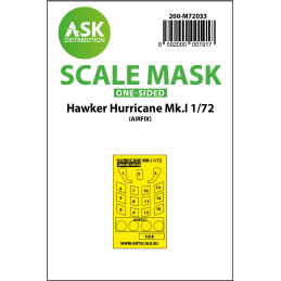 Hawker Hurricane Mk.I one-sided painting mask for Airfix M72033 ASK 1:72