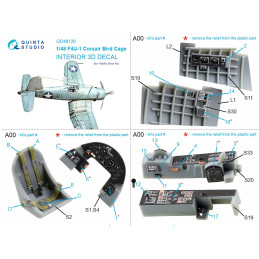 F4U-1 Corsair (Birdcage) 3D-Printed & coloured Interior (Hobby Boss) QD48126 Quinta Studio 1:48