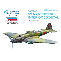 IL-2 1943 (two-seat) 3D-Printed & coloured Interior (Zvezda) QD48236 Quinta Studio 1:48