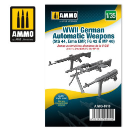 WWII German Automatic Weapons (StG 44, Erma EMP, FG 42 & MP 40) 8910 AMMO by Mig 1:35