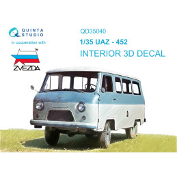 UAZ-452 3D-Printed & coloured Interior (Zvezda) QD35040 Quinta Studio 1:35