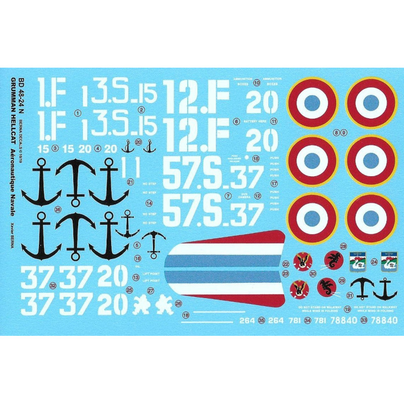 Grumman F6F-5 Hellcat - Aéronautique Navale BD 48-24 Berna Decals 1:48