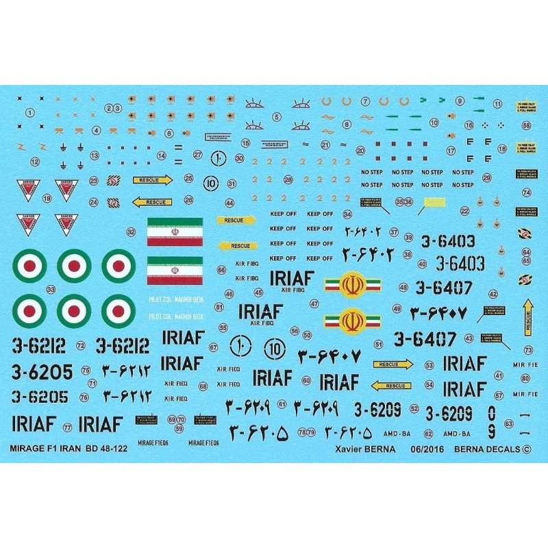 Dassault Mirage F.1 C & F.1 B Iran Air Force BD 48-122 Berna Decals 1:48