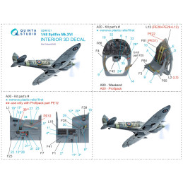 Spitfire Mk.XVI 3D-Printed & coloured Interior (Eduard) QD48121 Quinta Studio 1:48