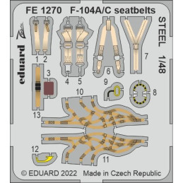 F-104A/C seatbelts STEEL FE1270 Eduard 1:48 for Kinetic
