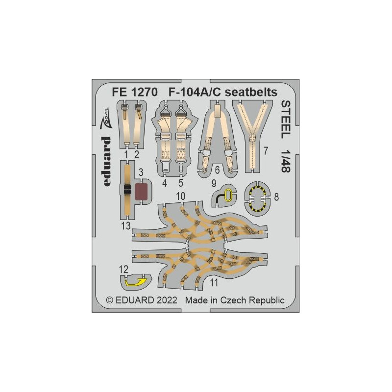 F-104A/C seatbelts STEEL FE1270 Eduard 1:48 for Kinetic