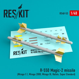 R550 Magic-2 missile (4 pcs) RS48-0053 ResKit 1:48