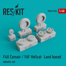 F4U Corsair/F6F Hellcat Land Based Wheels Set RS48-0105 ResKit 1:48