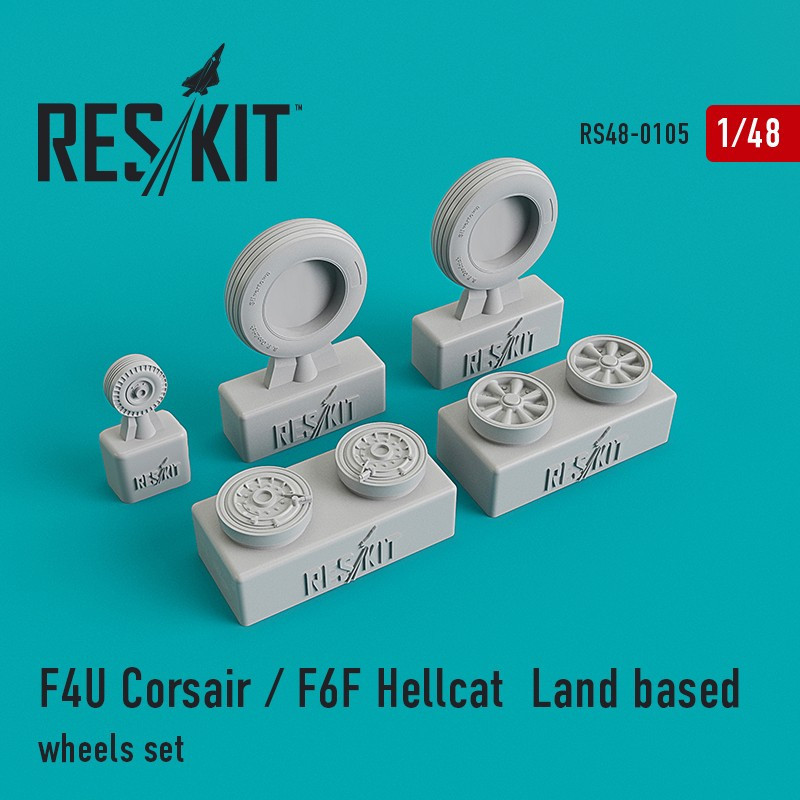 F4U Corsair/F6F Hellcat Land Based Wheels Set RS48-0105 ResKit 1:48