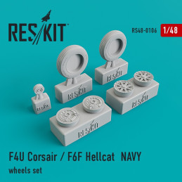 F4U Corsair/F6F Hellcat Navy Wheels Set RS48-0106 ResKit 1:48