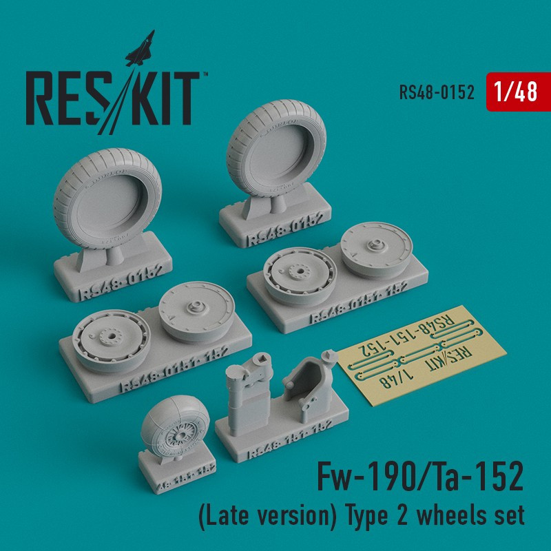 Focke-Wulf Fw-190/Ta-152 (Late version) Type 2 wheels set RS48-0152 ResKit 1:48