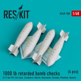 1000 lb Retarded Bomb with Tail Type 117 & Tail Fuze No.951 (4 pcs) RS48-0188 ResKit 1:48