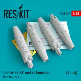 UB-16-57KV rocket launcher (4 pcs) for Mi-2,Mi-4,Mi-8 RS48-0229 ResKit 1:48