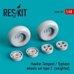 Hawker Tempest/Typhoon wheels set type 2 (weighted) RS48-0351 ResKit 1:48