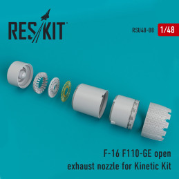 F-16 (F110-GE) open exhaust nozzle RSU48-0088 ResKit 1:48 for Kinetic kit