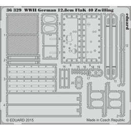WWII German 12.8cm FlaK 40 Zwilling 36329 Eduard 1:35