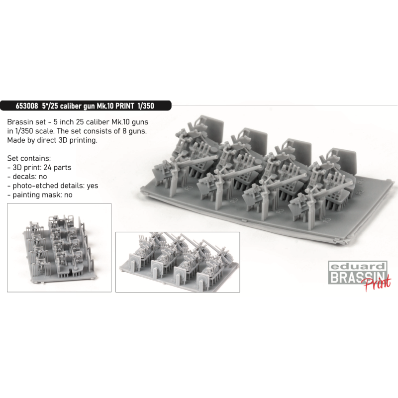 5"/25 caliber gun Mk.10 Brassin PRINT 653008 Eduard 1:350