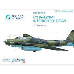Pe-8/TB-7  3D-Printed & coloured Interior (for 7264, 7291 Zvezda kit) QD72005 Quinta Studio
