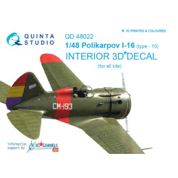 I-16 type 10 3D-Printed & coloured Interior (for all kits) QD48022 Quinta Studio
