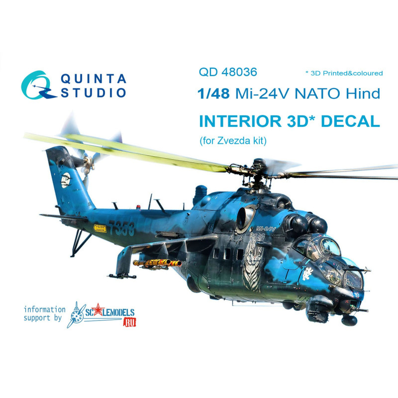 Mi-24V NATO (black panels) 3D-Printed & coloured Interior for Zvezda kit QD48036 Quinta Studio 1:48