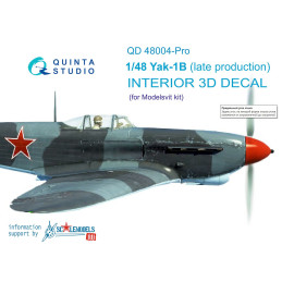 Yak-1B (late production) 3D-Printed & coloured Interior on decal paper, advanced skill QD48004-Pro Quinta Studio